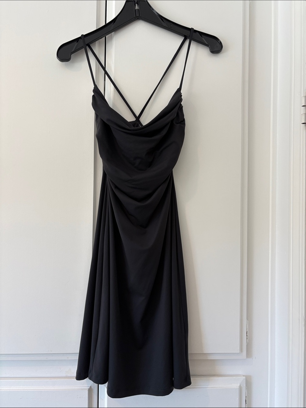 Black Strappy Cowl Neck Dress